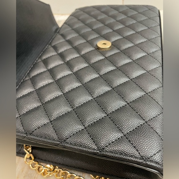 Luxury Quilted envelope Shoulder Bag Black chain strap crossbody - Picture 8 of 12